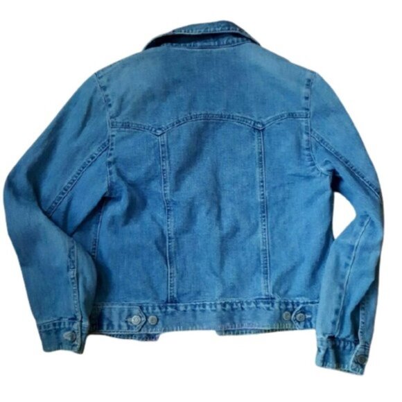 2/$40 Light wash vintage denim jacket with custom  floral embroidery details - Picture 2 of 9